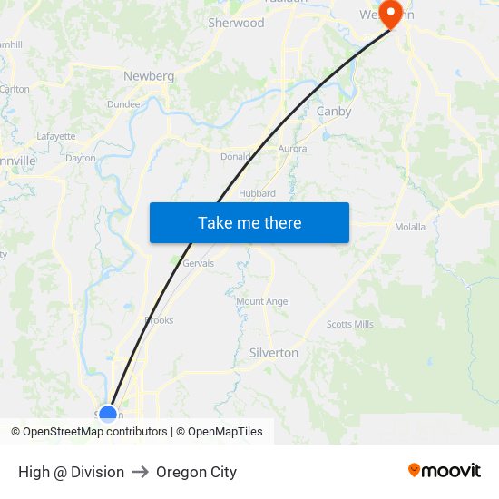 High @ Division to Oregon City map