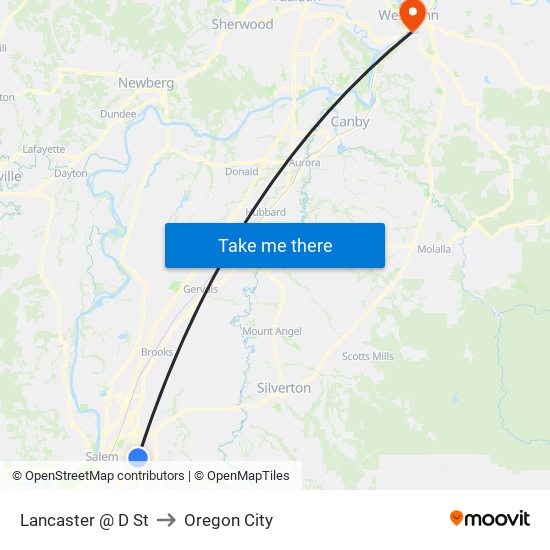 Lancaster @ D St to Oregon City map