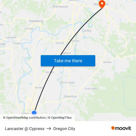 Lancaster @ Cypress to Oregon City map