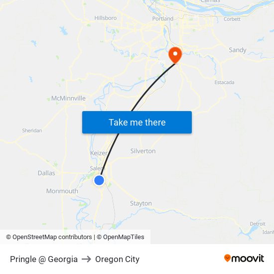 Pringle @ Georgia to Oregon City map