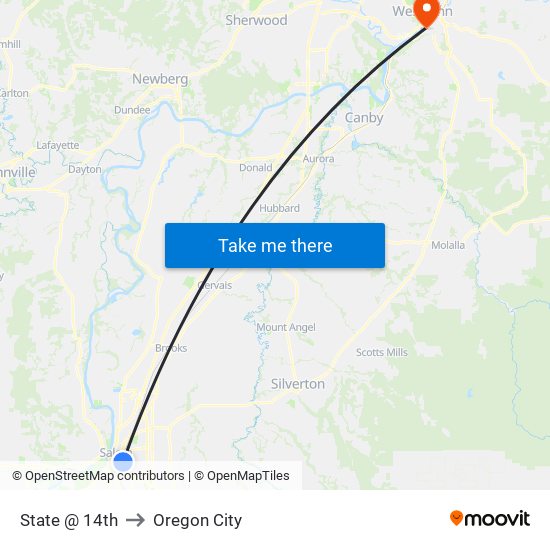 State @ 14th to Oregon City map