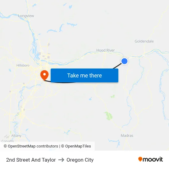 2nd Street And Taylor to Oregon City map