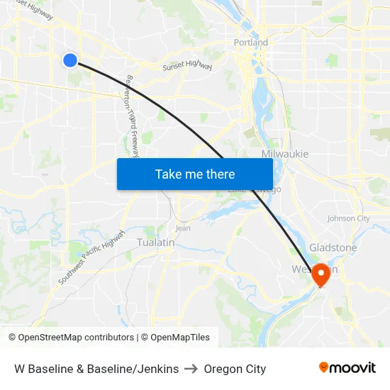 W Baseline & Baseline/Jenkins to Oregon City map