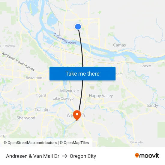 Andresen & Van Mall Dr to Oregon City map