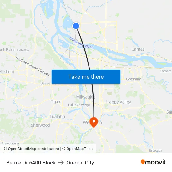 Bernie Dr 6400 Block to Oregon City map