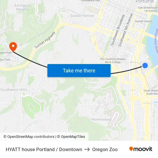 HYATT house Portland / Downtown to Oregon Zoo map