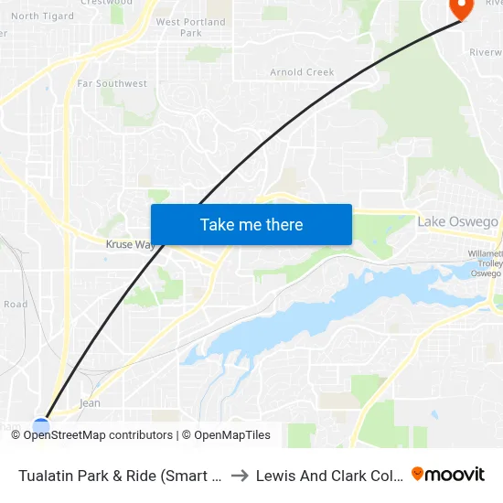 Tualatin Park & Ride (Smart Stop) to Lewis And Clark College map