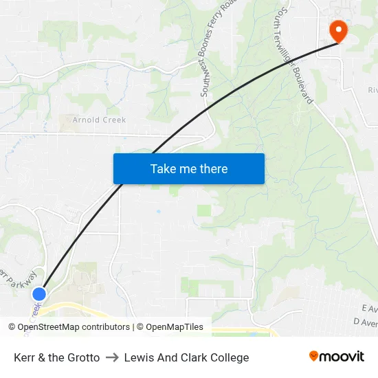 Kerr & the Grotto to Lewis And Clark College map