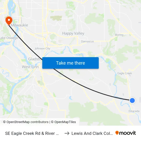 SE Eagle Creek Rd & River Mill Rd to Lewis And Clark College map