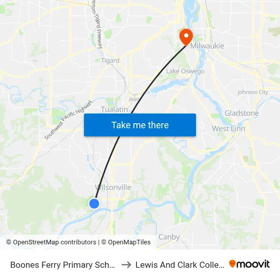 Boones Ferry Primary School to Lewis And Clark College map