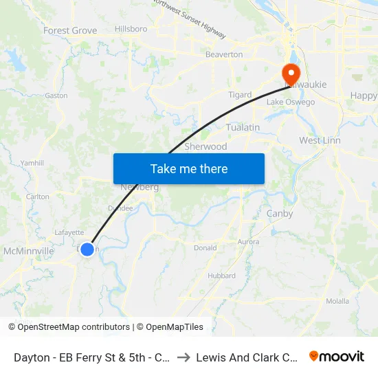 Dayton - EB Ferry St & 5th - City Hall to Lewis And Clark College map