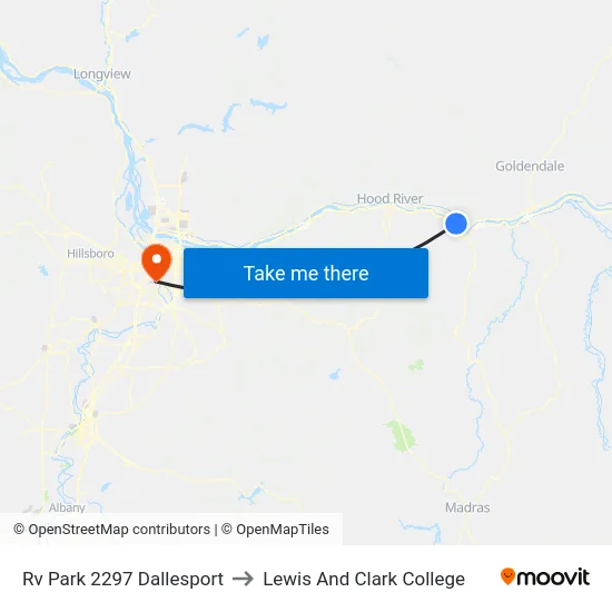 Rv Park 2297 Dallesport to Lewis And Clark College map