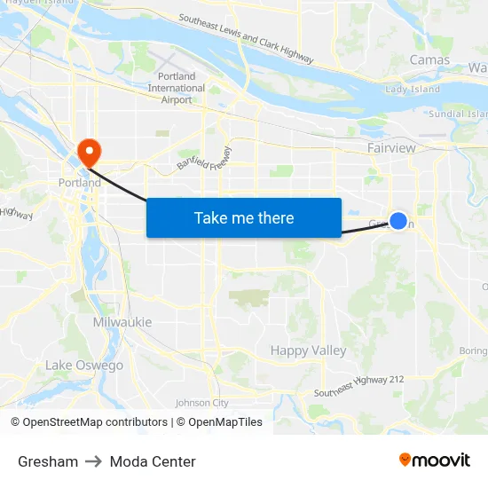 Gresham to Moda Center map