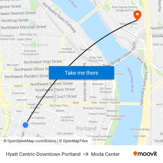 Hyatt Centric-Downtown Portland to Moda Center map