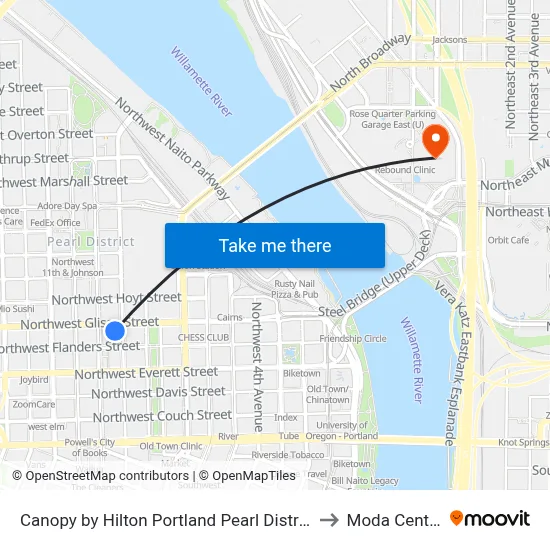Canopy by Hilton Portland Pearl District to Moda Center map