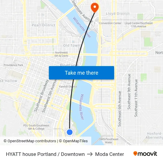 HYATT house Portland / Downtown to Moda Center map