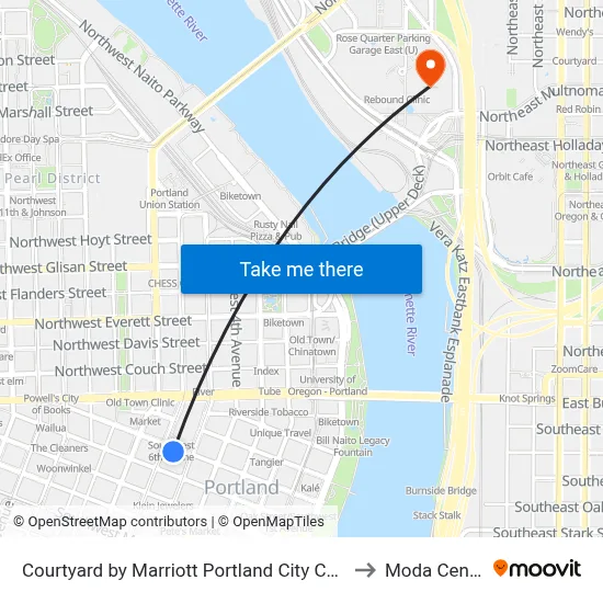 Courtyard by Marriott Portland City Center to Moda Center map
