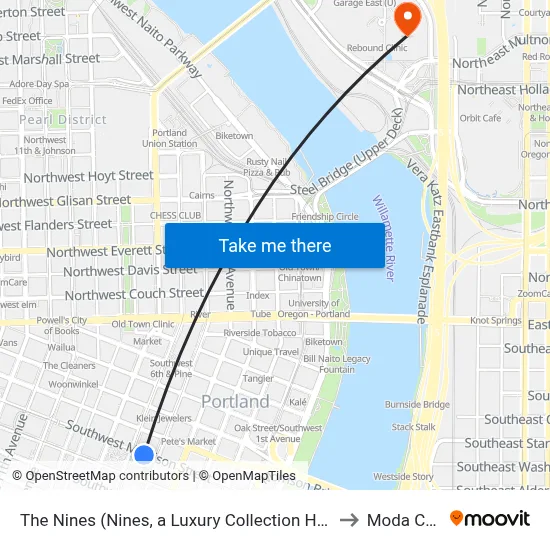 The Nines (Nines, a Luxury Collection Hotel, Portland) to Moda Center map