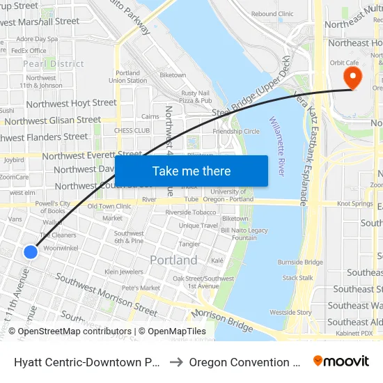 Hyatt Centric-Downtown Portland to Oregon Convention Center map
