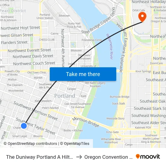 The Duniway Portland A Hilton Hotel to Oregon Convention Center map