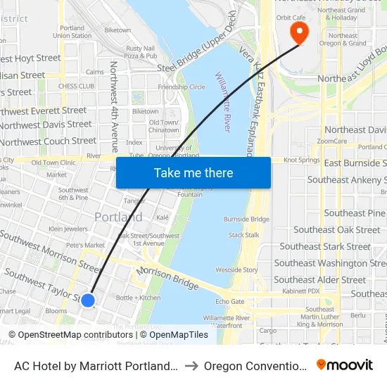 AC Hotel by Marriott Portland Downtown to Oregon Convention Center map