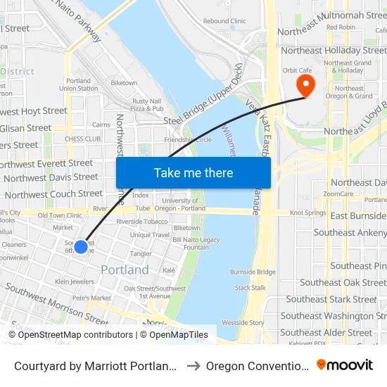 Courtyard by Marriott Portland City Center to Oregon Convention Center map
