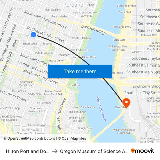 Hilton Portland Downtown to Oregon Museum of Science And Industry map