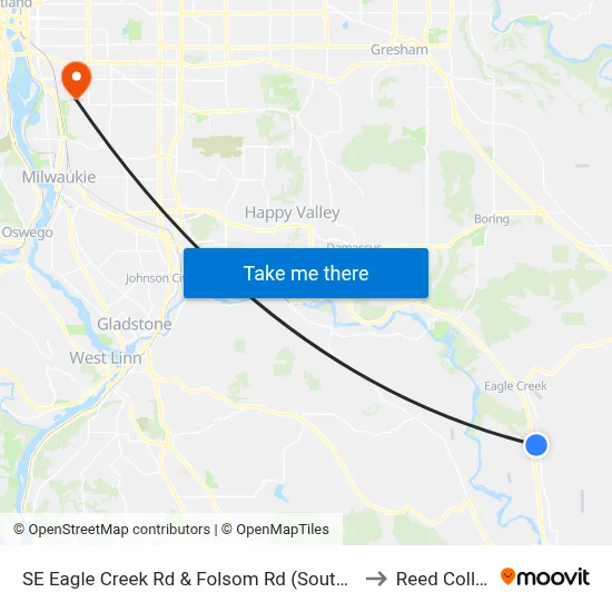 SE Eagle Creek Rd & Folsom Rd (Southbound) to Reed College map
