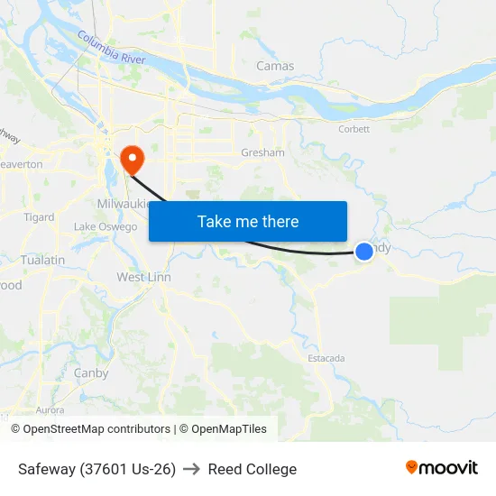 Safeway (37601 Us-26) to Reed College map