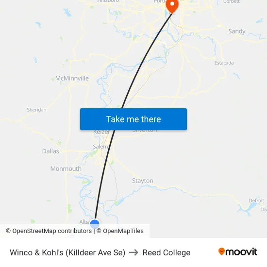 Winco & Kohl's (Killdeer Ave Se) to Reed College map