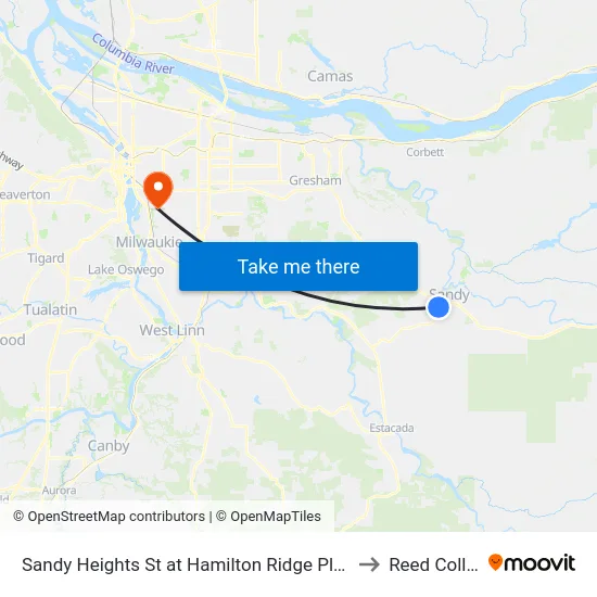 Sandy Heights St at Hamilton Ridge Playground to Reed College map
