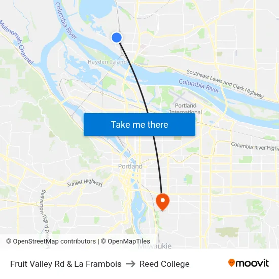 Fruit Valley Rd & La Frambois to Reed College map