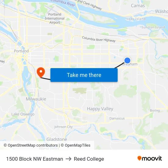 1500 Block NW Eastman to Reed College map