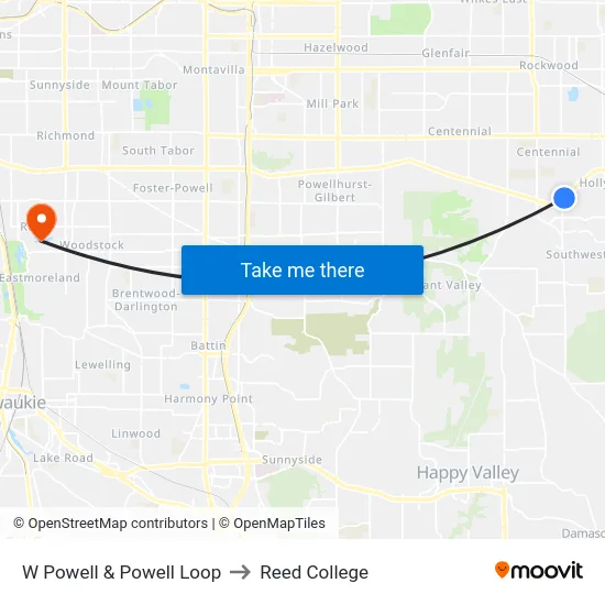 W Powell & Powell Loop to Reed College map