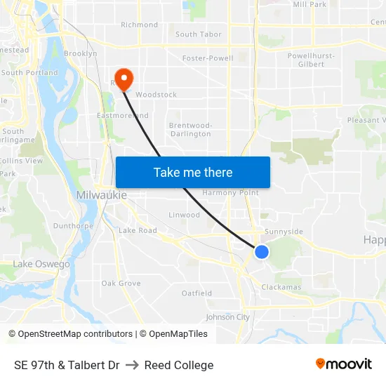SE 97th & Talbert Dr to Reed College map