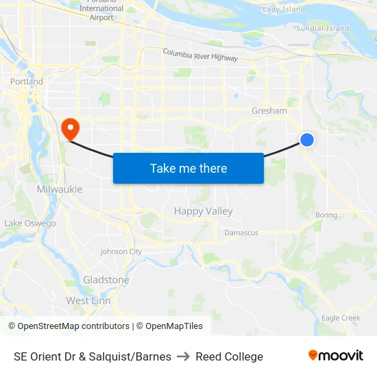SE Orient Dr & Salquist/Barnes to Reed College map
