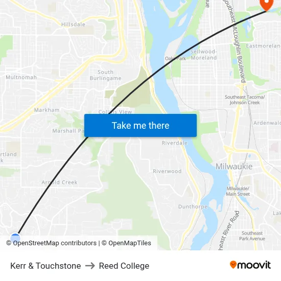 Kerr & Touchstone to Reed College map
