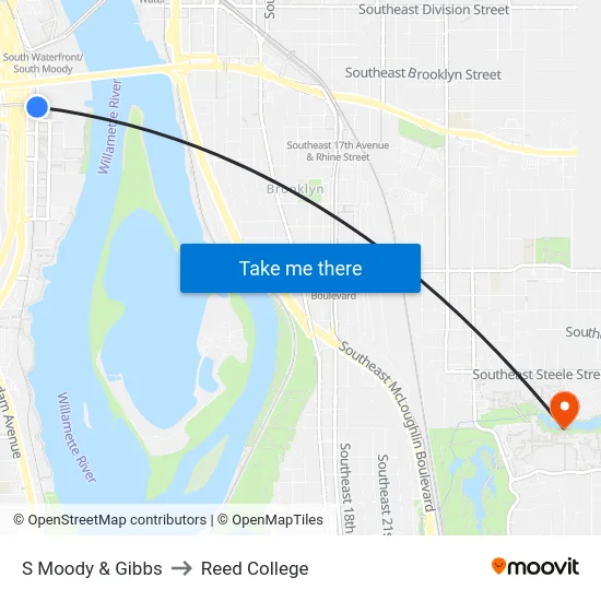 S Moody & Gibbs to Reed College map