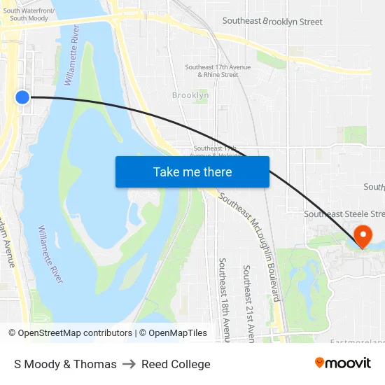 S Moody & Thomas to Reed College map