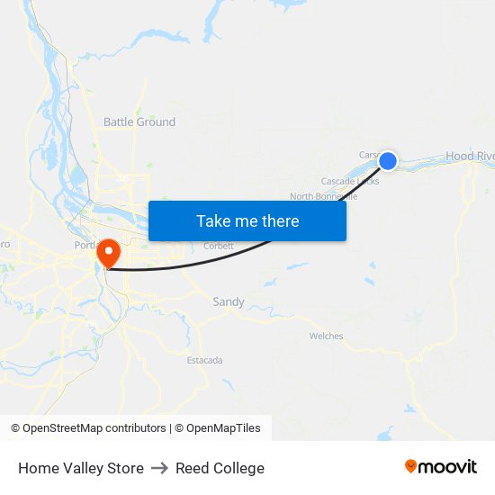 Home Valley Store to Reed College map