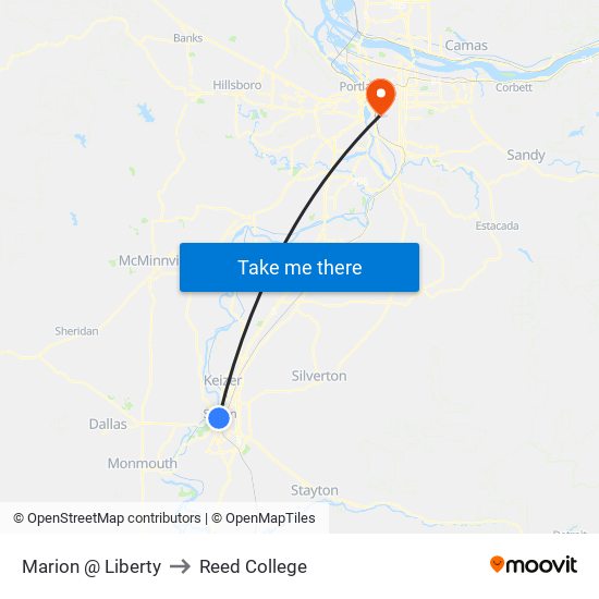 Marion @ Liberty to Reed College map