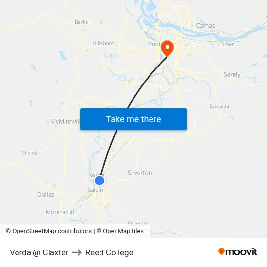 Verda @ Claxter to Reed College map