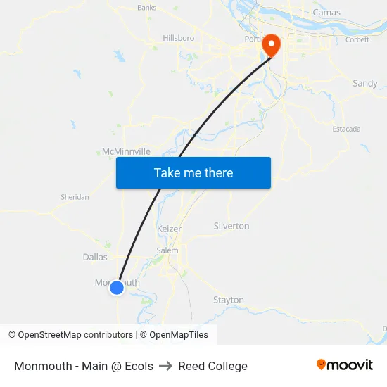 Monmouth - Main @ Ecols to Reed College map