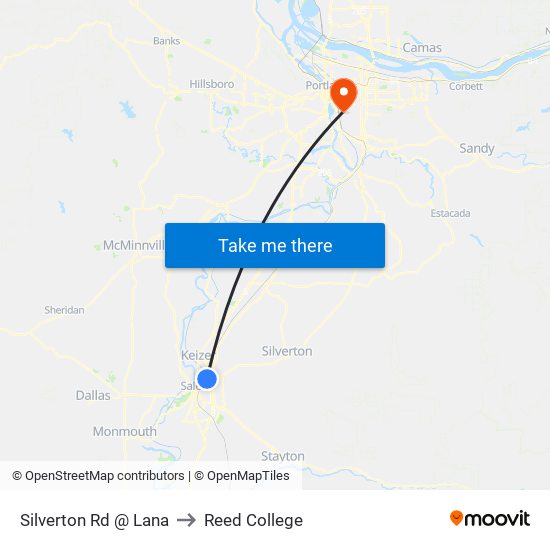 Silverton Rd @ Lana to Reed College map