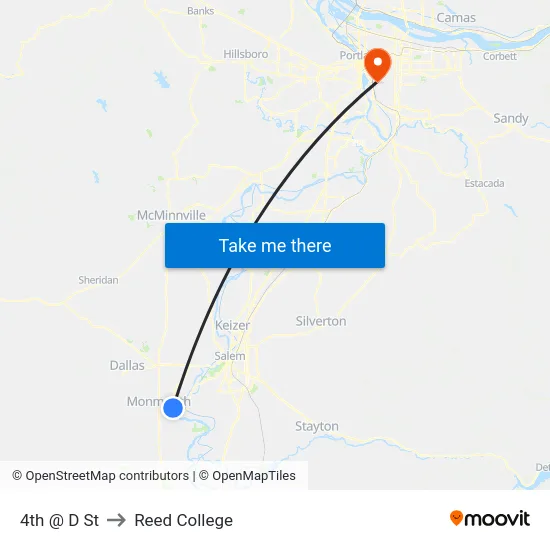 4th @ D St to Reed College map