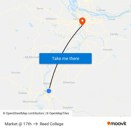 Market @ 17th to Reed College map