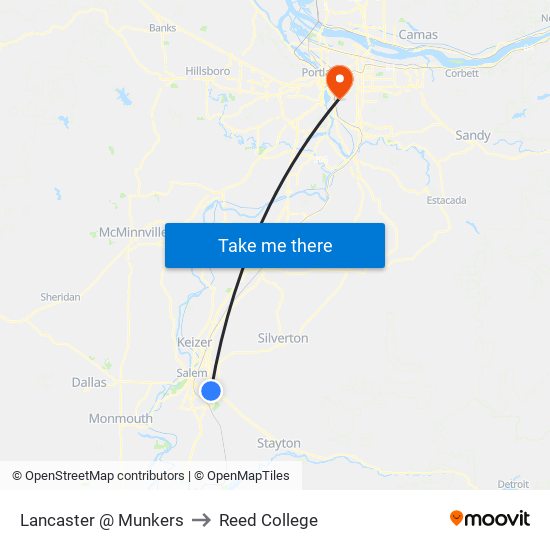 Lancaster @ Munkers to Reed College map