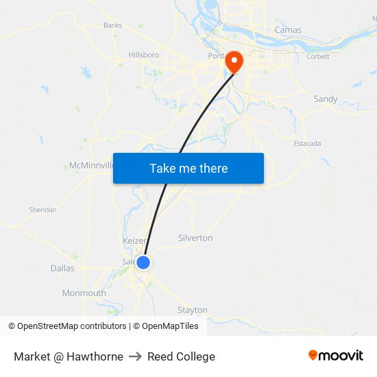 Market @ Hawthorne to Reed College map