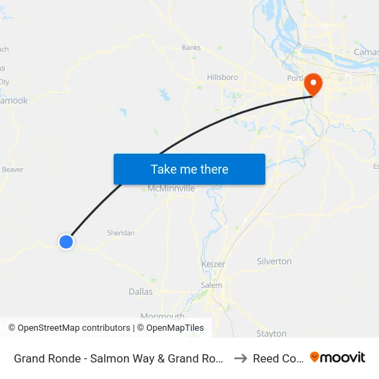 Grand Ronde - Salmon Way & Grand Ronde - Comm Ctr to Reed College map