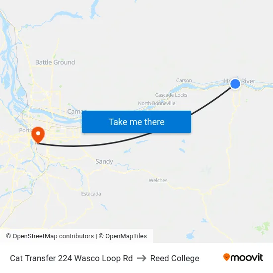 Cat Transfer 224 Wasco Loop Rd to Reed College map